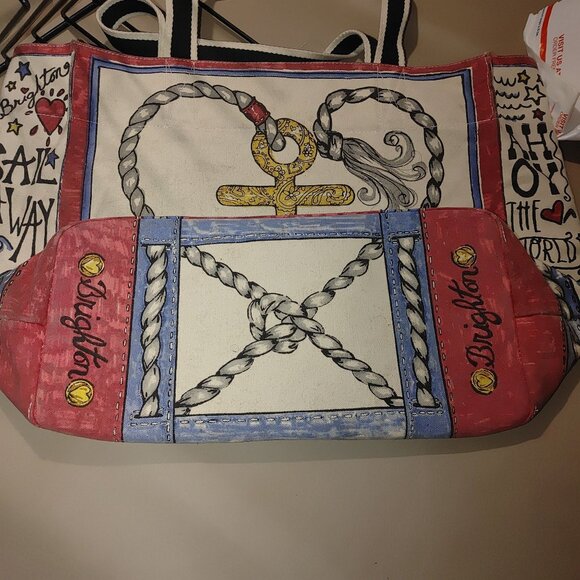 Brighton Seas The Day Stowaway Large Nautical Canvas Tote Bag Anchor Mermaid - Picture 8 of 14